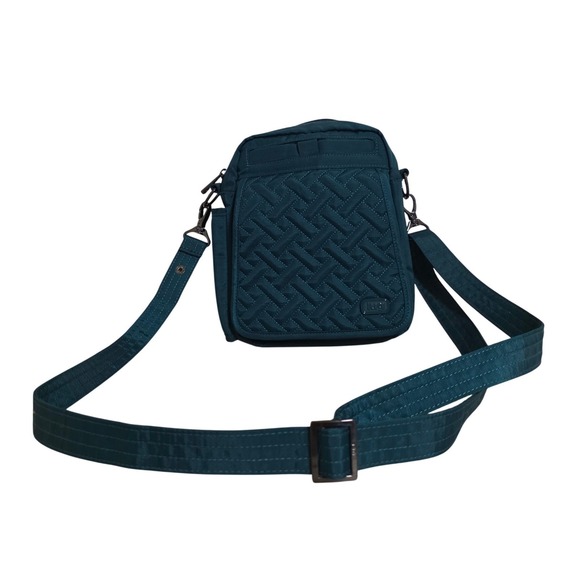 lug Handbags - Lug Flapper Crossbody Bag Small Teal Blue Quilted Basketweave Travel RFID